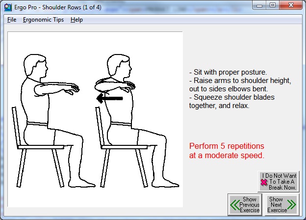 Ergo Pro Stretch Break Reminder Software Screens